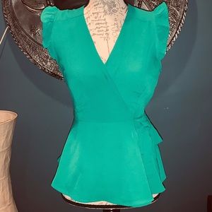 MONTEAU Teal Wrap Like Shirt NWT